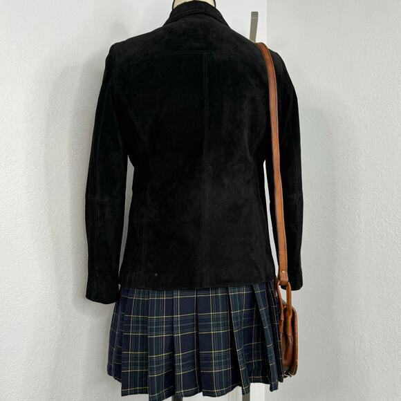 Y2K Suede Black Zip Blazer Jacket Size Medium - Picture 6 of 8